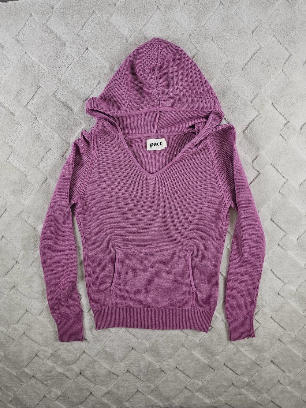 Pact Knit Pullover Hoodie Womens Small pink organic cotton